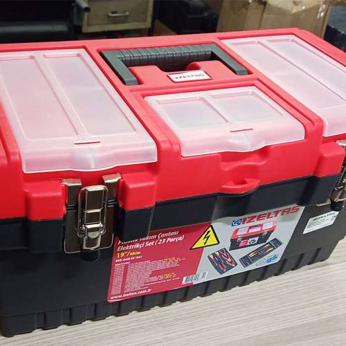 İzeltaş 8440001023 19 inch plastik takım çantası elektrikçi set 23 parça video-Denizli Özbu Oto çelik